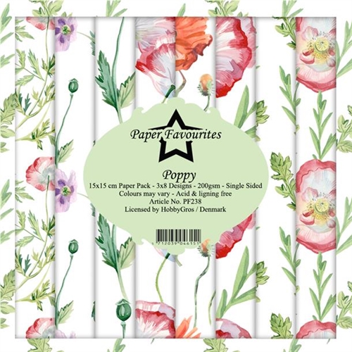 Paper Favourites Poppy 3x8 design 15x15cm 200g
